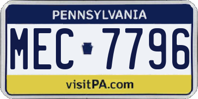 PA license plate MEC7796
