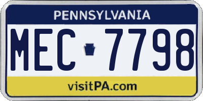 PA license plate MEC7798