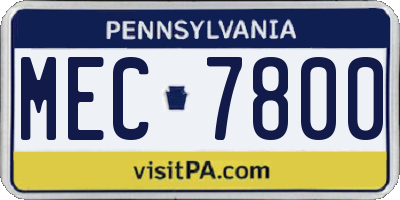 PA license plate MEC7800