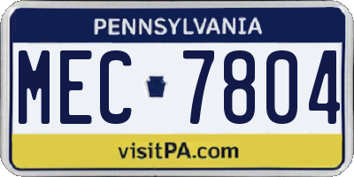 PA license plate MEC7804