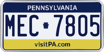 PA license plate MEC7805
