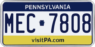 PA license plate MEC7808
