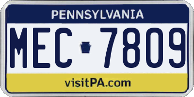 PA license plate MEC7809
