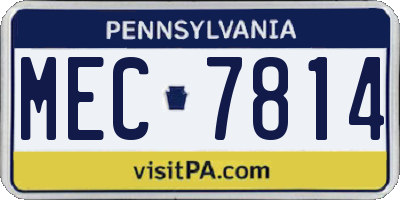 PA license plate MEC7814