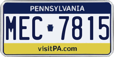 PA license plate MEC7815