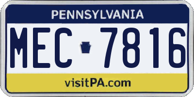 PA license plate MEC7816