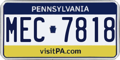 PA license plate MEC7818