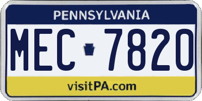 PA license plate MEC7820