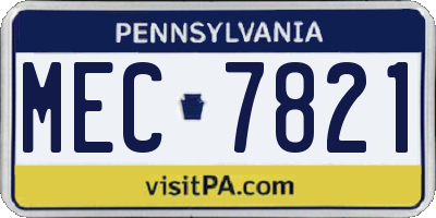 PA license plate MEC7821