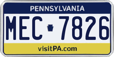 PA license plate MEC7826