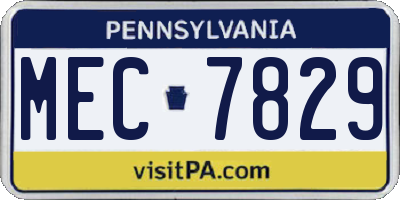 PA license plate MEC7829