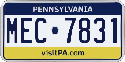 PA license plate MEC7831