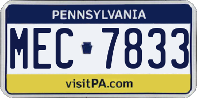 PA license plate MEC7833