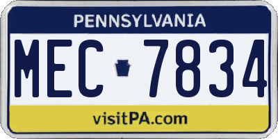 PA license plate MEC7834