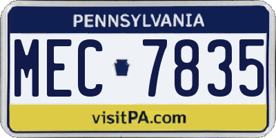 PA license plate MEC7835