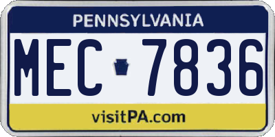 PA license plate MEC7836