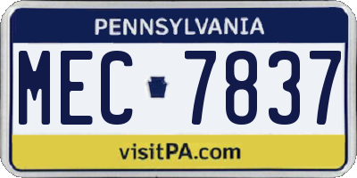 PA license plate MEC7837