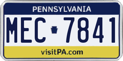 PA license plate MEC7841