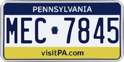 PA license plate MEC7845