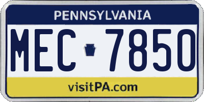 PA license plate MEC7850