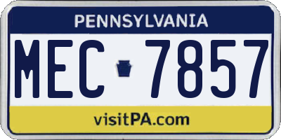 PA license plate MEC7857