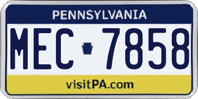 PA license plate MEC7858