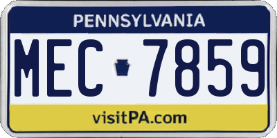 PA license plate MEC7859