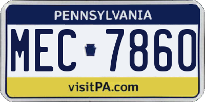PA license plate MEC7860