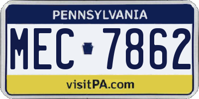 PA license plate MEC7862