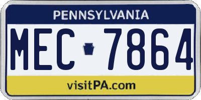 PA license plate MEC7864