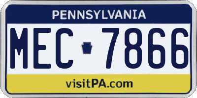 PA license plate MEC7866