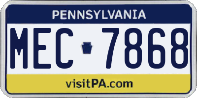 PA license plate MEC7868