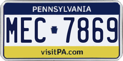 PA license plate MEC7869