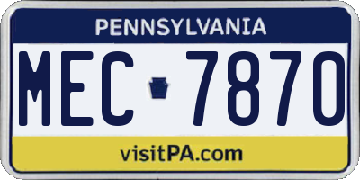 PA license plate MEC7870
