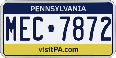 PA license plate MEC7872