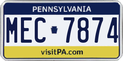 PA license plate MEC7874