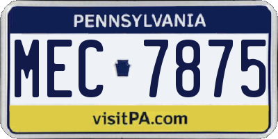 PA license plate MEC7875