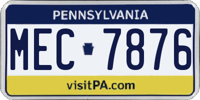 PA license plate MEC7876