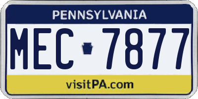PA license plate MEC7877