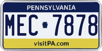 PA license plate MEC7878