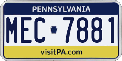 PA license plate MEC7881