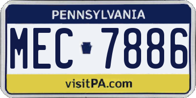 PA license plate MEC7886