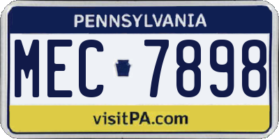 PA license plate MEC7898