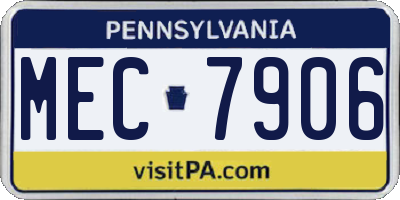 PA license plate MEC7906