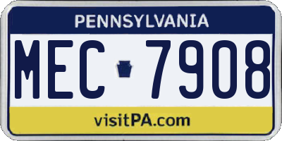 PA license plate MEC7908