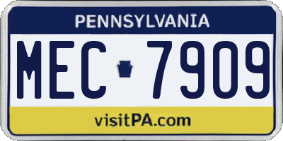 PA license plate MEC7909