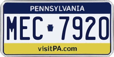 PA license plate MEC7920