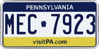 PA license plate MEC7923