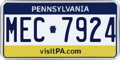 PA license plate MEC7924