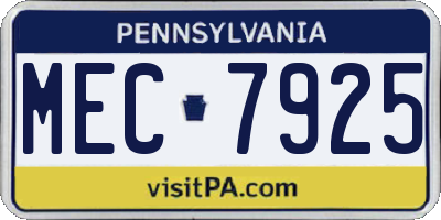 PA license plate MEC7925